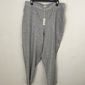 Womens MAX STUDIO Linen Pants Sz 1X NWT Black and White Pin Stripe